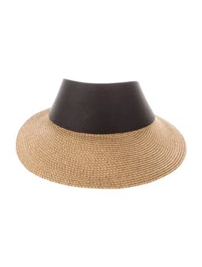 Pre-owned Eric Javits Straw Paneled Visor In Brown
