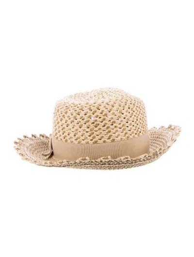 Pre-owned Eric Javits Straw Scalloped Hat In Neutral