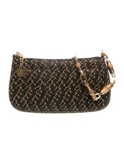 Pre-owned Eric Javits Straw Shoulder Bag In Black
