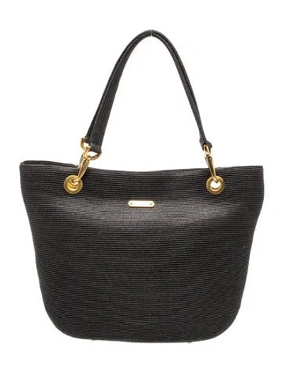 Pre-owned Eric Javits Straw Shoulder Bag In Black
