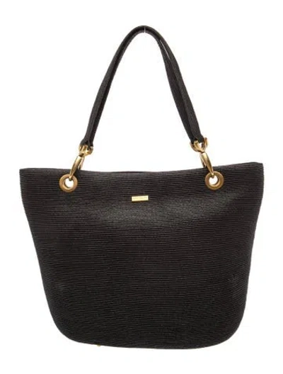 Pre-owned Eric Javits Straw Shoulder Bag In Black