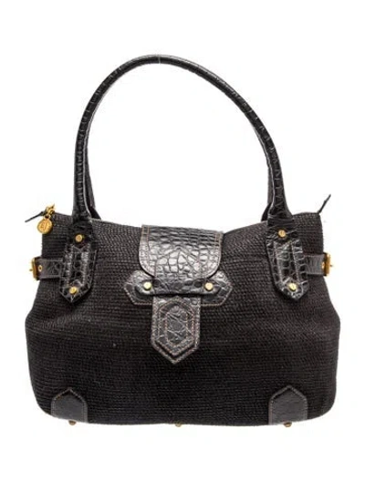 Pre-owned Eric Javits Straw Shoulder Bag In Black