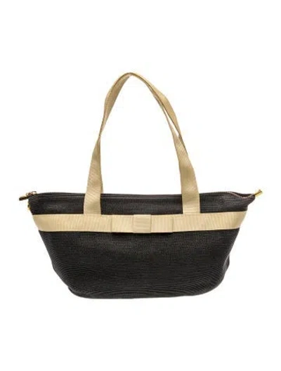 Pre-owned Eric Javits Straw Shoulder Bag In Black