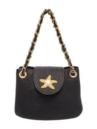 Pre-owned Eric Javits Straw Shoulder Bag In Black