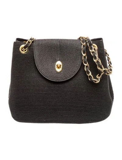 Pre-owned Eric Javits Straw Shoulder Bag In Black