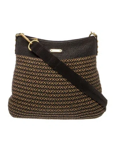 Pre-owned Eric Javits Straw Shoulder Bag In Black