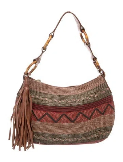 Pre-owned Eric Javits Straw Shoulder Bag In Brown/metallic