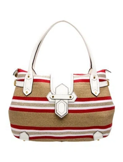 Pre-owned Eric Javits Straw Shoulder Bag In Metallic/red