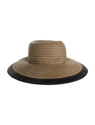 Pre-owned Eric Javits Straw Summer Hat In Black/neutrals