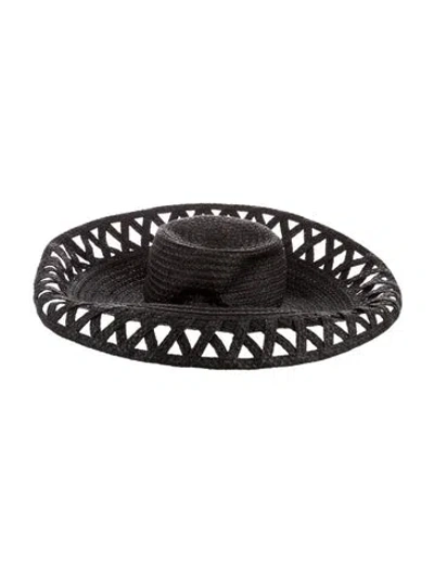 Pre-owned Eric Javits Straw Sun Hat In Black