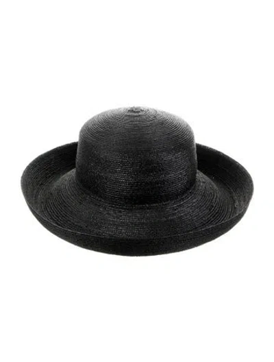 Pre-owned Eric Javits Straw Sun Hat In Black