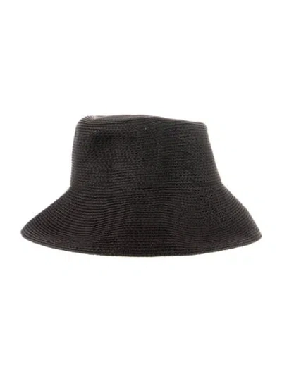 Pre-owned Eric Javits Straw Sun Hat In Black
