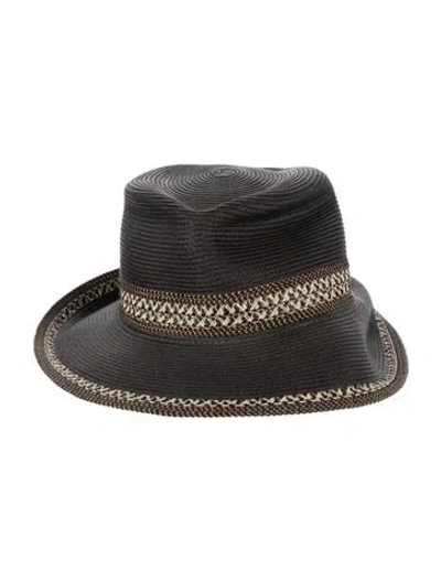 Pre-owned Eric Javits Straw Sun Hat In Black