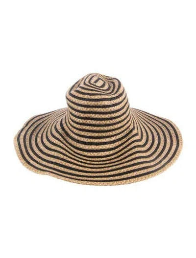Pre-owned Eric Javits Straw Sun Hat In Black/neutrals