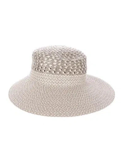 Pre-owned Eric Javits Straw Sun Hat In Gray