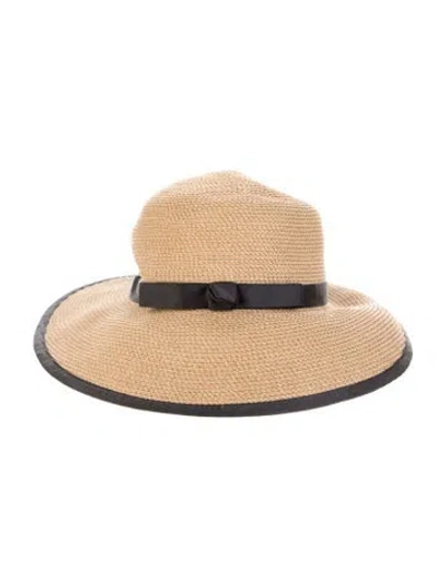 Pre-owned Eric Javits Straw Sun Visor In Black/brown