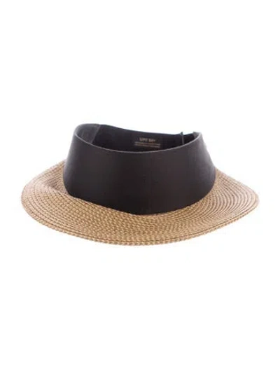 Pre-owned Eric Javits Straw Sun Visor In Black/neutrals