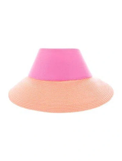 Pre-owned Eric Javits Straw Sun Visor In Pink