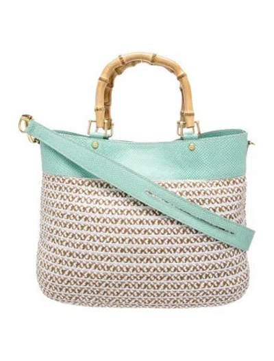 Pre-owned Eric Javits Straw Top Handle Bag In Blue