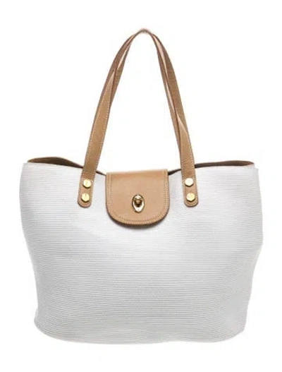 Pre-owned Eric Javits Straw Top Handle Bag In Silver