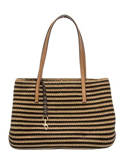 Pre-owned Eric Javits Straw Tote In Black/neutrals