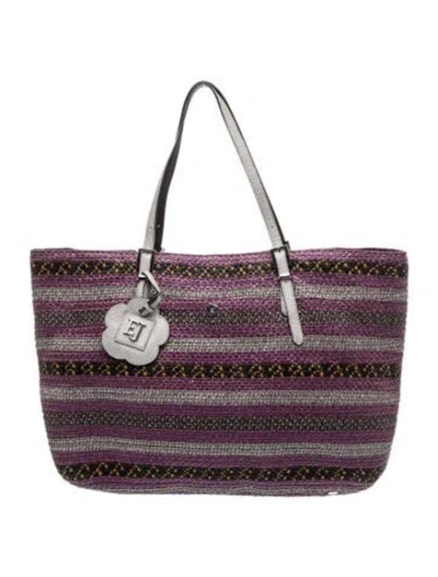 Pre-owned Eric Javits Straw Tote In Metallic/purple