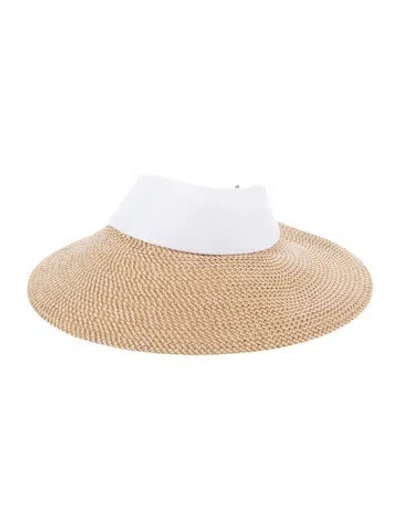 Pre-owned Eric Javits Straw Visor Sun Hat W/tags In Neutrals