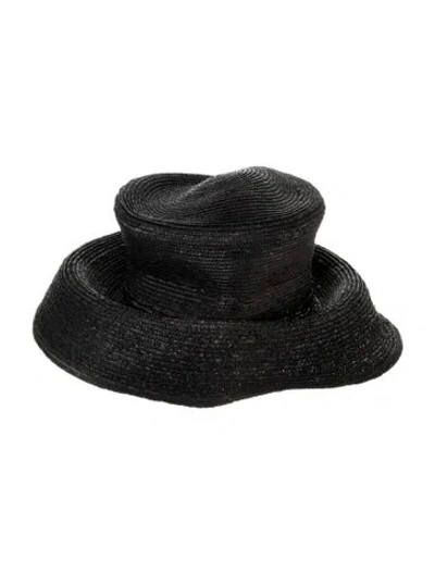 Pre-owned Eric Javits Straw Wide Brim Hat. In Black