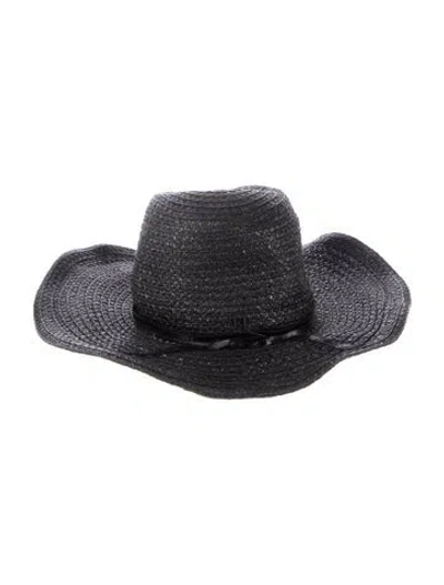 Pre-owned Eric Javits Straw Wide Brim Sun Hat In Black