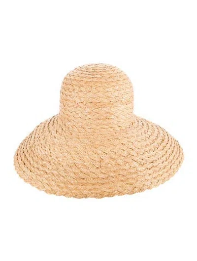 Pre-owned Eric Javits Straw Wide Brim Sun Hat In Neutral