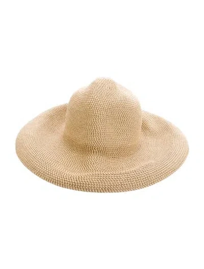 Pre-owned Eric Javits Straw Wide Brim Sun Hat In Neutrals