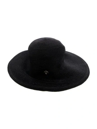 Pre-owned Eric Javits Straw Wide Brimmed Hat In Black