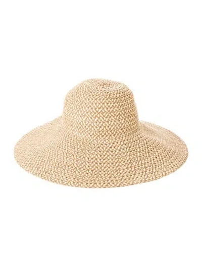 Pre-owned Eric Javits Straw Wide-brim Sun Hat In Neutral