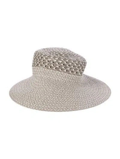 Pre-owned Eric Javits Straw Wide-brimmed Visor In Grey