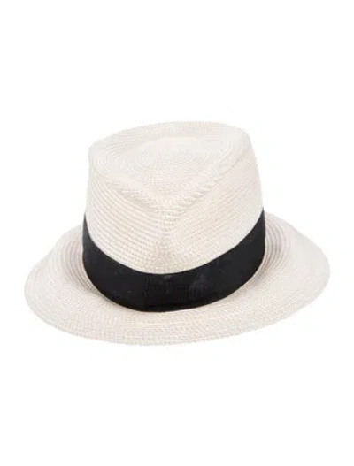 Pre-owned Eric Javits Straw Woven Fedora Hat