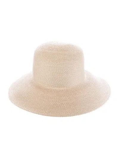 Pre-owned Eric Javits Straw Woven Wide Brim Sun Hat In Neutral