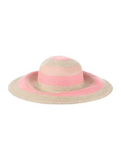 Pre-owned Eric Javits Striped Glitter Straw Baja Hat In Multi
