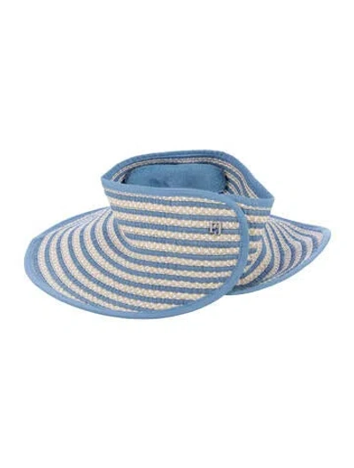 Pre-owned Eric Javits Striped Straw Panama Hat