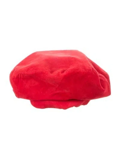 Pre-owned Eric Javits Suede Beret Hat In Red