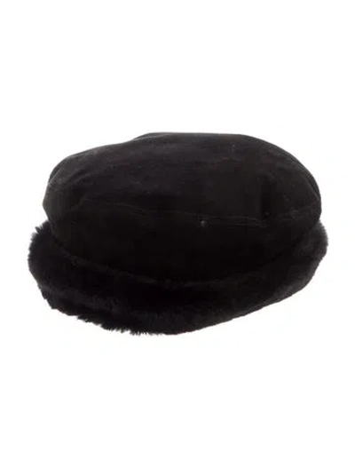 Pre-owned Eric Javits Suede Bucket Hat In Black