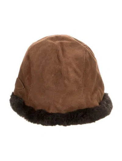 Pre-owned Eric Javits Suede Bucket Hat In Brown
