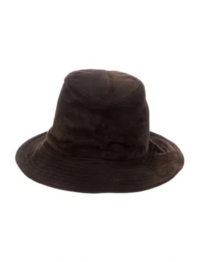 Pre-owned Eric Javits Suede Bucket Hat In Brown