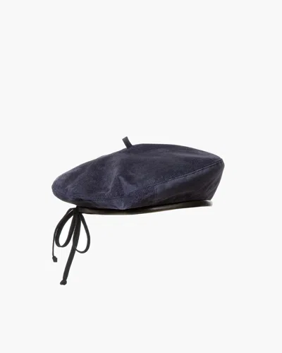 Eric Javits Suede Kate Beret Hat In Navy
