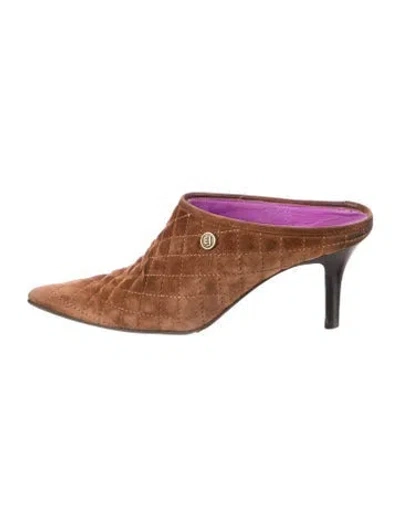 Pre-owned Eric Javits Suede Mules In Brown