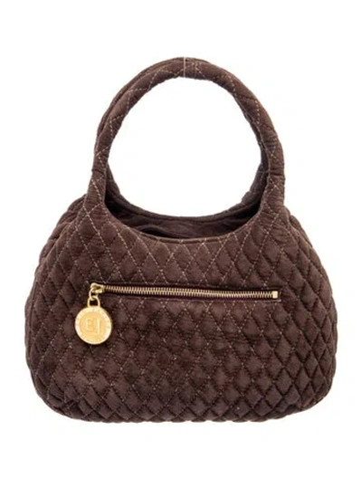 Pre-owned Eric Javits Suede Shoulder Bag In Burgundy