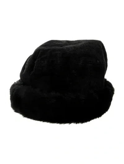 Pre-owned Eric Javits Suede Trapper Hat In Black