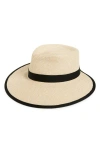 Eric Javits Sun Crest Packable Hybrid Straw Fedora Visor In Cream/black