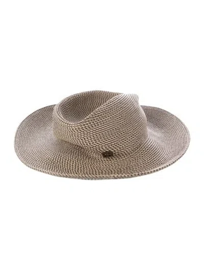 Pre-owned Eric Javits Two-tone Straw Floppy Hat In Gray
