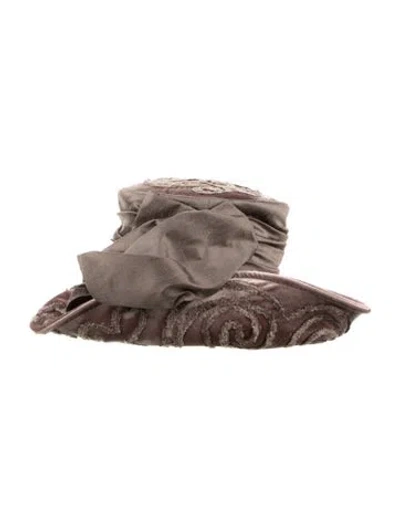 Pre-owned Eric Javits Velvet Formal Hat In Brown