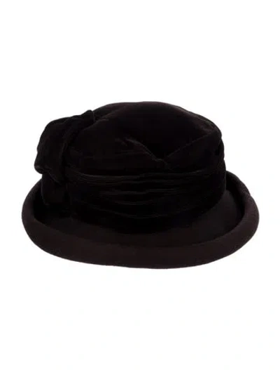 Pre-owned Eric Javits Velvet Wool Winter Bucket Hat In Brown